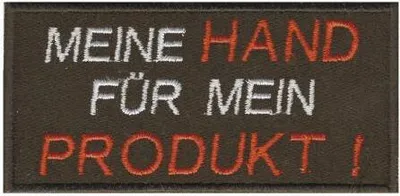 Produktbild von Aufnäher - MEINE HAND FÜR MEIN PRODUKT - 06160 Gr. ca. 9 x 4,5 cm