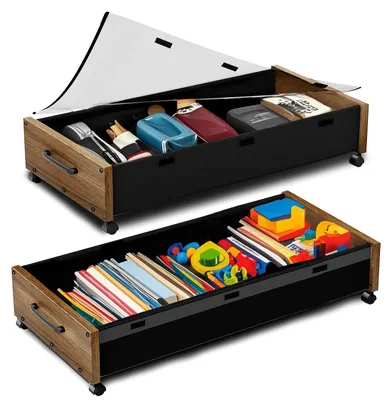 Aufbewahrungsboxen unter dem Bett, 80 l, 2er-Set, mit Rollen