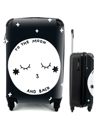 Produktbild von MuchoWow® Koffer Handgepäck Trolley Rollkoffer Kleine Reisekoffer mit 4 Rollen - Zitat - Mond - Liebe - Kinder - Jungen - Mädchen - Baby - Kind - Cabin Size < 55x40x23 cm & 55x40x20 cm - Kinderkoffer - Kabinenkoffer - Boardgepäck - Reise-Box - Reisekoffer - Reisegepäck - Koffer mit Bild - Trolley für Kinder