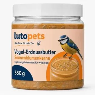 Immagine prodotto di Lutopets: Crema di arachidi per uccelli con semi di girasole | Crema di arachidi per uccelli | Confezione da 24 vasetti da 350 g (8,4 kg)
