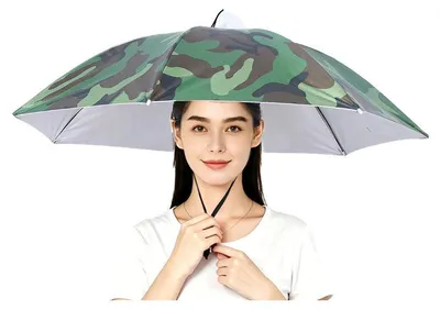 Produktbild von Regenschirmhut - Kopfschirm für Erwachsene - Ø 75 cm - Wasserdicht und UV-Schutz - Freihändiger Schirm - Für Angeln, Garten, Wandern und Camping