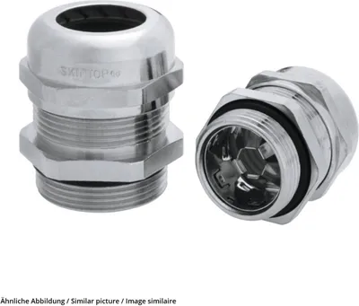 Produktbild von "Verschraubung EMV M20x1,5 lang Messing (CuZn) vernickelt Gewindelänge 12,0mm"