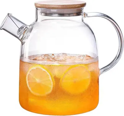Image de Théière HwaGui en verre borosilicaté avec passoire métallique et couvercle en bambou 1,6 litre