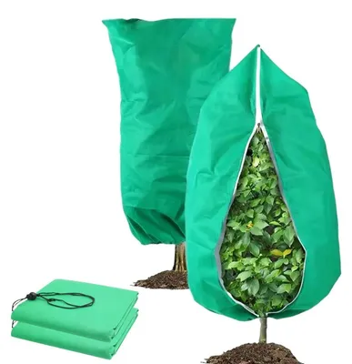 Obrázek produktu pro Zimní ochrana pro rostliny, 2 kusy, rozměry 80 x 120 cm, zelená barva, s zipem a stahovací šňůrkou
