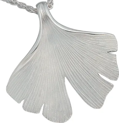 Produktbild von Halsschmuck Damen Anhänger Ginkgoblatt aus 925 Silber Sterlingsilber matt