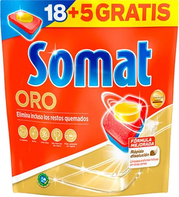 Zdjęcie produktu dla Somat Gold kapsułki do płynu do mycia naczyń Tabletki do płynu do mycia naczyń 18 + 5 puszek, 1 x 463 g