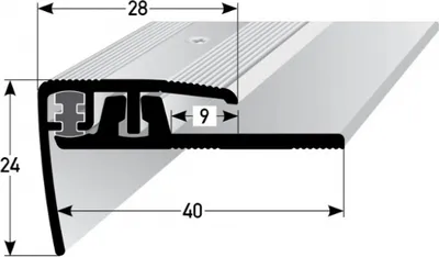 Produktbild von Klick-Treppenkante für Vinyl / Laminat / Parkett "Lakeview", Höhe 4 - 7 mm, 28 mm breit, 2-teilig, Aluminium eloxiert, gebohrt-goldfarbig-2700