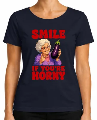 Produktbild von Smile If You're Horny Oma Aubergine Witzig Statement Sarkasmus Damen T-Shirt, Navy, XL
