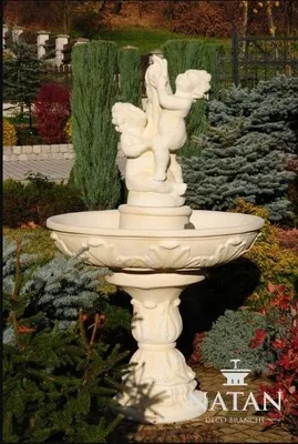 Image de Fontaine Ronde 110 cm Jardin Pierre Sculpture Etang Décoration Paysage Poissons Nouveau