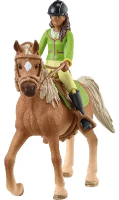 Image de Schleich 42542 Sarah noire à cheval avec articulations mobiles