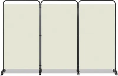 Image de Izrielar Paravent à roulettes 3 panneaux Beige 263 x 180 cm Séparateur de pièce pliable Cloison extérieure Jardin Brise-vue Séparateur d'espace