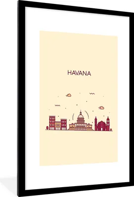 Produktbild von MuchoWow® MuchoWow® Gerahmtes Poster Havanna - Kuba - Skyline 60x90 cm - Poster mit zchwarzem Bilderrahmen - Dekoration - Wandposter Wohnzimmer - Hochwertig