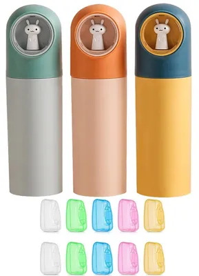 Produktbild von Zahnbürsten Etui Kinder 3 Stück Reiseetui Mundspülbecher Reisebox PP Material