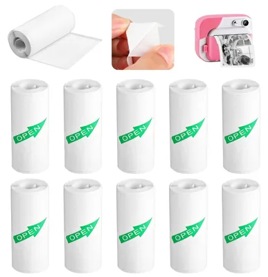 Miniprinter-Stickerpapierrollen (10 Stück), Thermopapier, selbstklebend, weiß