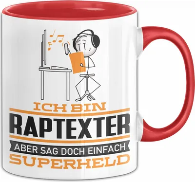 Produktbild von Raptexter Geschenk Tasse Ich Bin Raptexter Aber Sag Doch Einfach Superheld Lustige Geschenkdiee für Raptexter Kaffee-Becher (Rot)