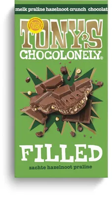 Image de Tony's Chocolonely Fourré Lait Praliné Croquant Noisettes 127g