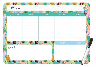 Image de Agenda hebdomadaire magnétique 35x25 avec impression bubble tea