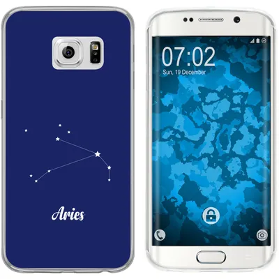 Produktbild von PhoneNatic Case kompatibel mit Samsung Galaxy S6 Edge Silikon-Hülle SternzeichenAries M11
