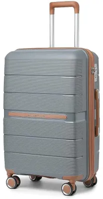 Image de Valise de voyage - Coque rigide - Taille L - 100 % polypropylène - 8 roulettes multidirectionnelles - Serrure TSA - 66 × 43,3 × 28,5 cm - Gris