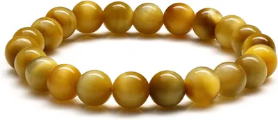 Productafbeelding van Gele tijgeroog armband - Natuurlijke edelsteen - Sieraden dragen - Handgemaakte kralen - 8mm kralen - Geel