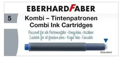 Obrázok produktu pre Atramentové náplne, modré, dlhé, 5 kusov - Eberhard Faber