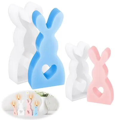 Produktbild von 2-teiliges Set Silikonformen für Hasen, Gießformen, Ostern, Hase, Backform, Gips-Osterhase, Sojawachs, Kerzen, Bastelarbeiten