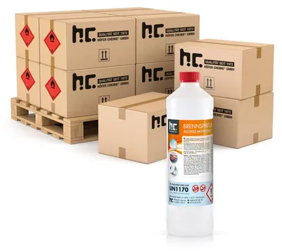 Produktbild von Hochkonzentrierter Brennspiritus mit 94% Ethanolanteil, 240 Flaschen à 1 Liter