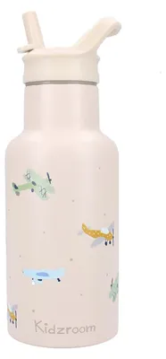 Immagine prodotto di Kidzroom borraccia 350 ml per bambini in acciaio inox con cannuccia e design aeroplano
