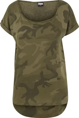Produktbild von Urban Classics Ladies - Long Shaped Tee oliv camo - XS
