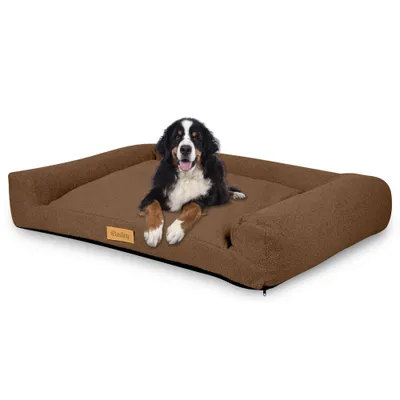 Image de Lit pour chien Dogeste 118x78 cm taille XXL en tissu mouton – marron