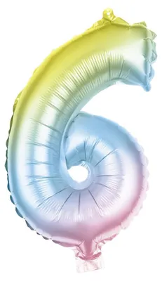 Produktbild von Folienballon Zahl 6 bunt 100 cm