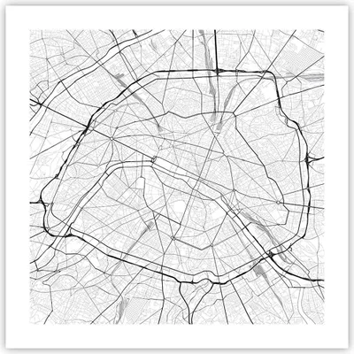 Produktbild von Poster - Poster ohne Rahmen - Stadt Karte Paris - 50x50 cm - Wand Bild - Wanddeko - Wandbilder - Kunstposter - Wandposter - Bilder - Kunstdruck - Wanddekoration - Wandbild - P2XAC50x50-4868