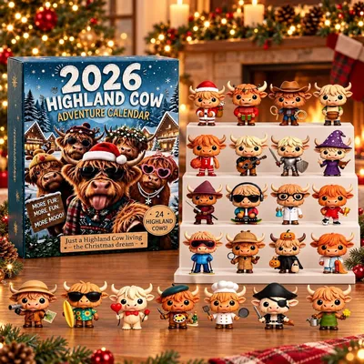 Obrázok produktu pre Highland Cow Adventný Kalendár 2026 24 Kusov 3D Vianočný Kalendár 8