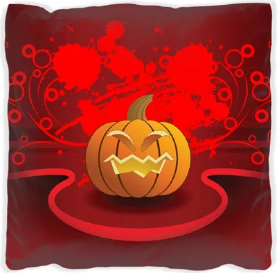 Produktbild von Wallario Premium Kissen, weiche Oberfläche, mit Motiv Geschnitzter Halloween-Kürbis im Comic Stil, Größe: 40 x 40 cm, mit weißer Rückseite
