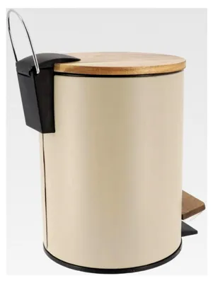 Produktbild von Mülleimer aus Metall mit Fallbremse 2,5l - akazienbeige