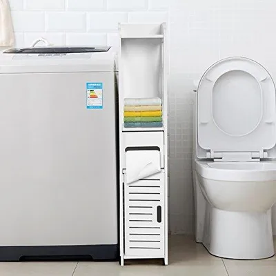 Produktbild von Badezimmerschrank - Toilettenschrank mit 1 Schublade - Antikes Weiß - 719527743887