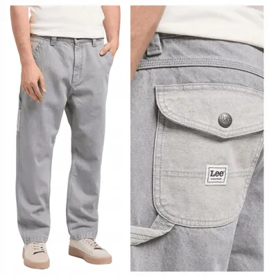 Produktbild von Lee | Herren Carpenter Jeans Slouchy Str Carpenter Gemini Grey Loose Fit Grau Baumwolle W31 L32 Denim Hose 5-Pocket klassisch bequem Freizeit Alltag