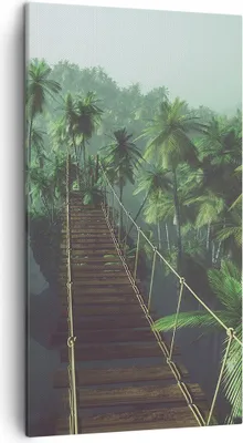 Produktbild von Bild auf Leinwand - Leinwandbild - Dschungel Palme Brücke - 45x80cm - Wand Bild - Wanddeko - Leinwanddruck - Bilder - Kunstdruck - Wanddekoration - Leinwand bilder - Wandkunst - PA45x80-3674