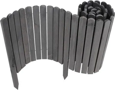 Productafbeelding van Houten Rolomheining - Bedomranding Gazonafbakening - Tuin Afbakenen - Flexibel Vormbaar - 30 x 200 cm - Grijs