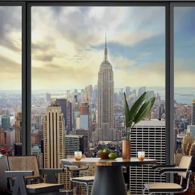Produktbild von Vlies Fototapete - City behind glass 300x210 cm Städte 10110904-12