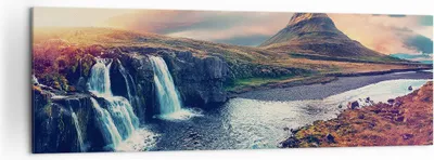 Produktbild von Bild auf Leinwand - Leinwandbild - Einteilig - Wasserfall Himmel Berg - 160x50cm - Wand Bild - Wanddeko - Wandbilder - Leinwanddruck - Bilder - Wanddekoration - Leinwand bilder - AB160x50-5111