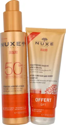 Image de Spray solaire haute protection SPF50 Visage et corps 150 ml/Shampooing après-soleil cheveux et corps 100 ml Nuxe Sun Delicious Set