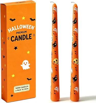 Imagen del producto de Velas cilíndricas naranjas, 25 cm, paquete de 2 unidades, decoración para Halloween