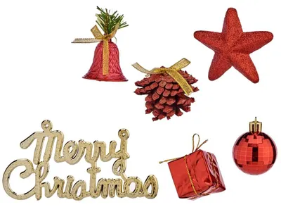 Weihnachtsdeko-Set, Rot, 30 x 20 x 8 cm, aus Harz
