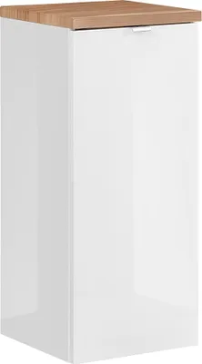 Produktbild von Badezimmer Unterschrank mit Wäschekorb TOSKANA-56 in Weiß-Hochglanz B/H/T ca. 35/80/35cm