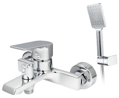 Badkuipkraan mit 3-in-1 Handbrause, Chrom, Messing, 1 Stück