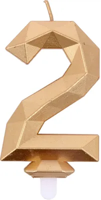 Geburtstagskerze Diamond Gold, 8 cm, 2 Stück