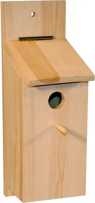 Produktbild von Zestaw do samodzielnego montażu budki lęgowej Kerbl (otwór wejściowy 32 mm, z pokrywą na zawiasach, dla ptaków, wykonana z naturalnego drewna) 82959