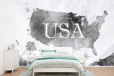 Produktbild von MuchoWow® Fototapete für Wohnzimmer oder Schlafzimmer Wandtapete Vinyl Motivtapete Weltkarte - Aquarell - Vereinigte Staaten - 525x350 cm - Das Hintergrundbild