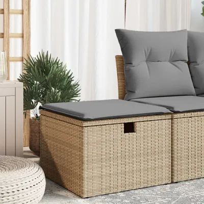 Produktbild von vidaXL Záhradná stolička s vankúšom béžová 55x55x37 cm Poly ratan